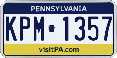 PA license plate KPM1357