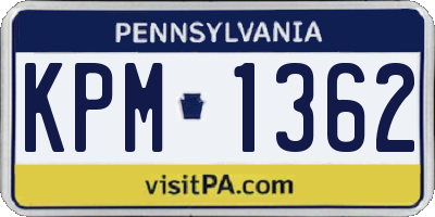 PA license plate KPM1362