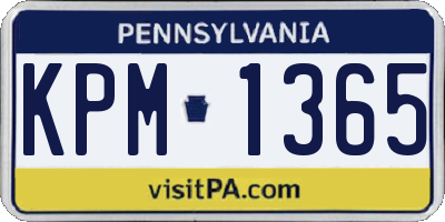 PA license plate KPM1365