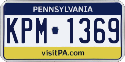 PA license plate KPM1369
