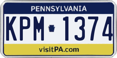 PA license plate KPM1374
