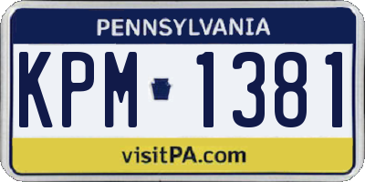 PA license plate KPM1381