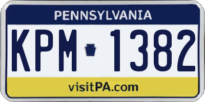 PA license plate KPM1382
