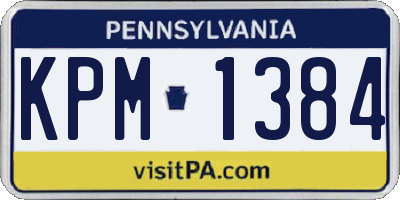 PA license plate KPM1384