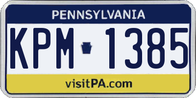 PA license plate KPM1385