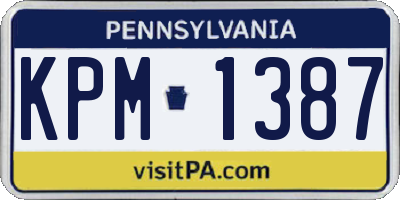 PA license plate KPM1387