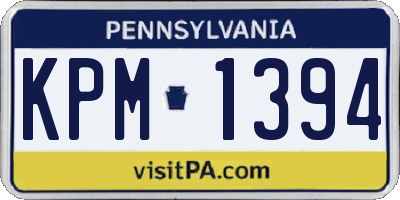 PA license plate KPM1394