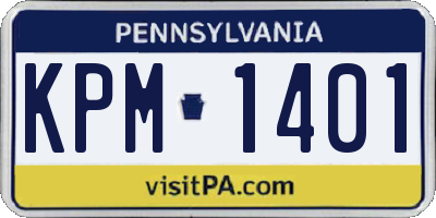 PA license plate KPM1401