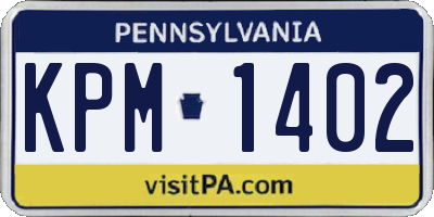PA license plate KPM1402