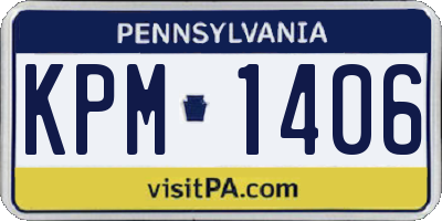 PA license plate KPM1406