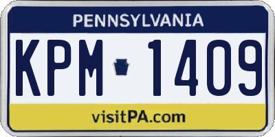 PA license plate KPM1409