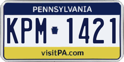 PA license plate KPM1421