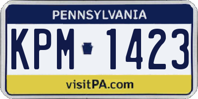 PA license plate KPM1423