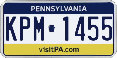 PA license plate KPM1455
