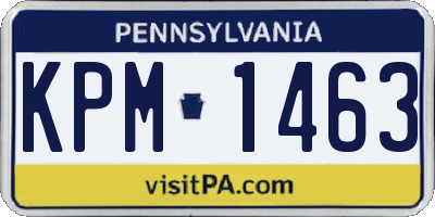 PA license plate KPM1463