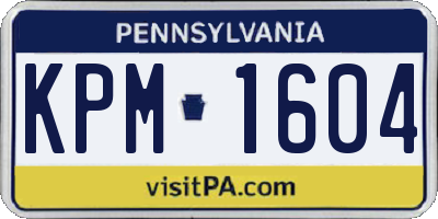 PA license plate KPM1604
