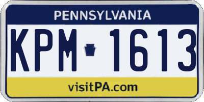 PA license plate KPM1613