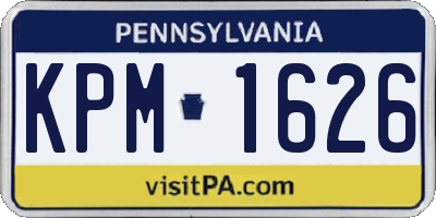 PA license plate KPM1626