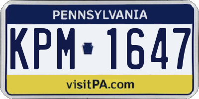 PA license plate KPM1647