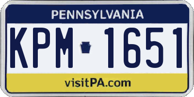 PA license plate KPM1651