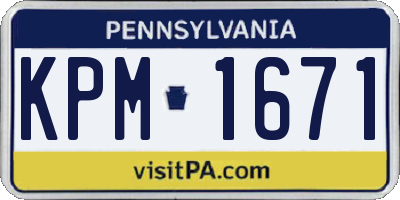 PA license plate KPM1671