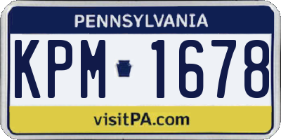PA license plate KPM1678