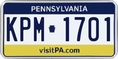 PA license plate KPM1701