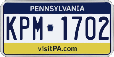 PA license plate KPM1702