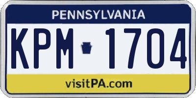 PA license plate KPM1704
