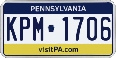 PA license plate KPM1706