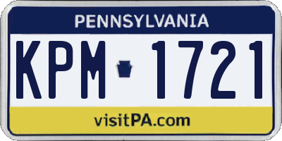 PA license plate KPM1721
