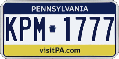 PA license plate KPM1777