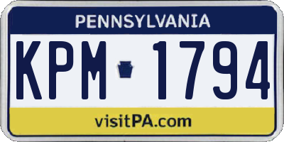 PA license plate KPM1794