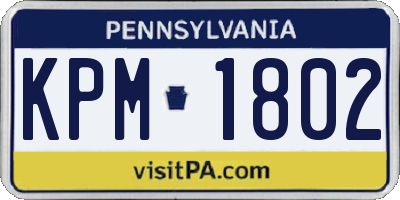 PA license plate KPM1802