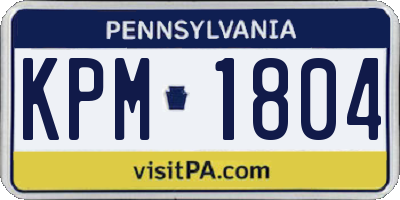 PA license plate KPM1804