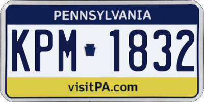 PA license plate KPM1832
