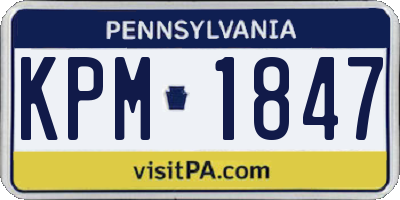 PA license plate KPM1847