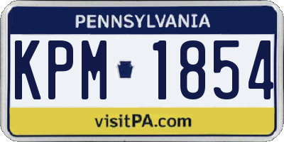 PA license plate KPM1854
