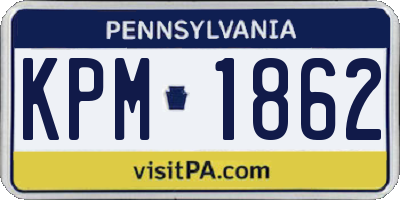 PA license plate KPM1862