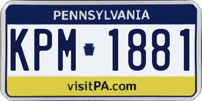PA license plate KPM1881