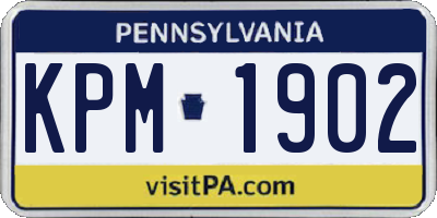 PA license plate KPM1902