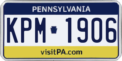 PA license plate KPM1906