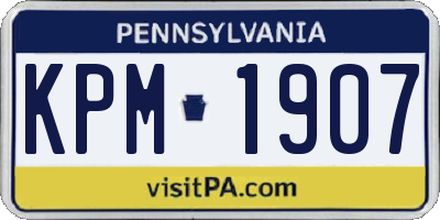 PA license plate KPM1907