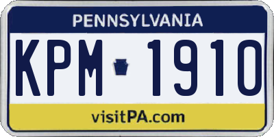 PA license plate KPM1910