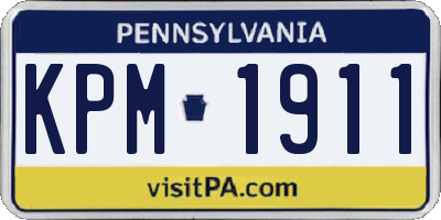 PA license plate KPM1911