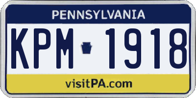 PA license plate KPM1918
