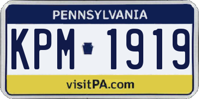 PA license plate KPM1919