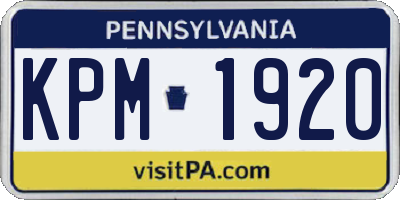 PA license plate KPM1920