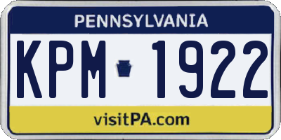 PA license plate KPM1922