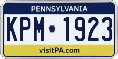 PA license plate KPM1923